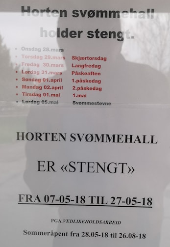 Ingen trening i svømmehallen i mai 2018